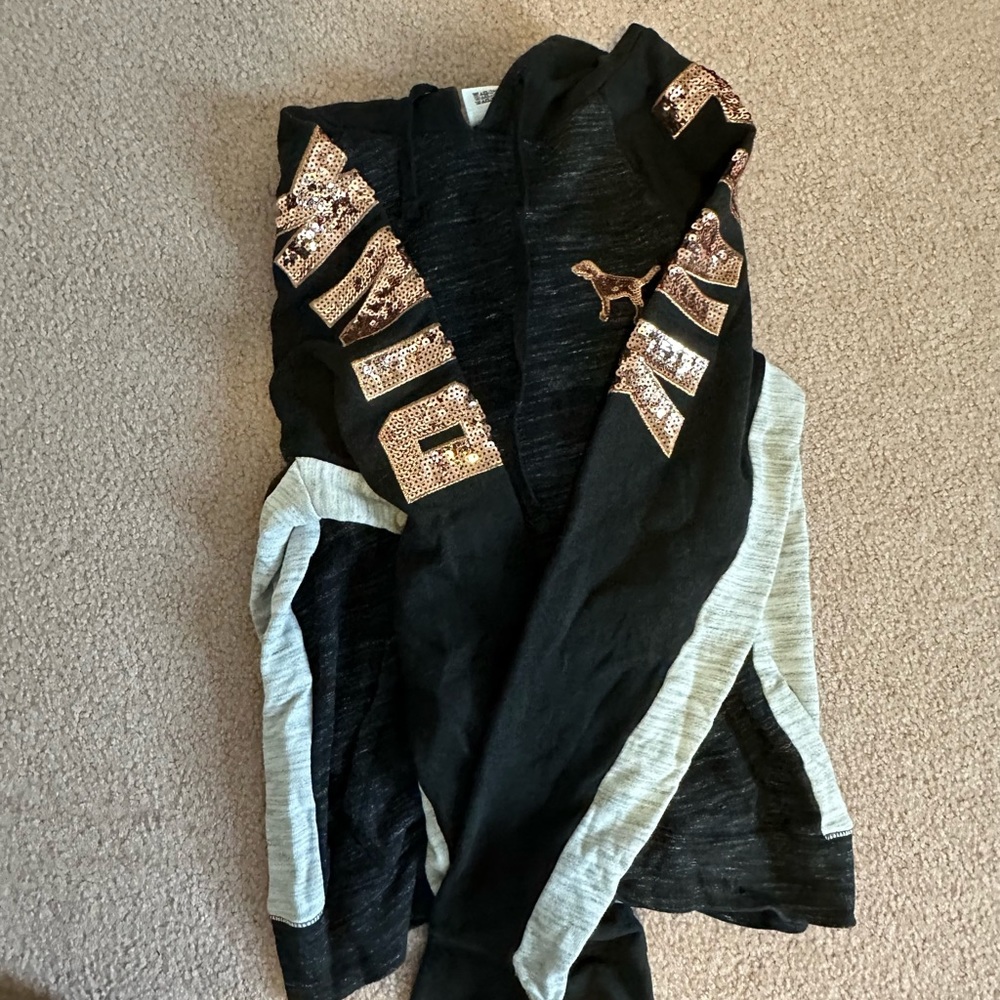 Black and gray PINK hoodie, size Medium